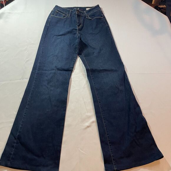 Levi's Jeans Womens Size 26 Blue Dark Wash Denim Flared High Rise Demi Curve - Picture 1 of 5